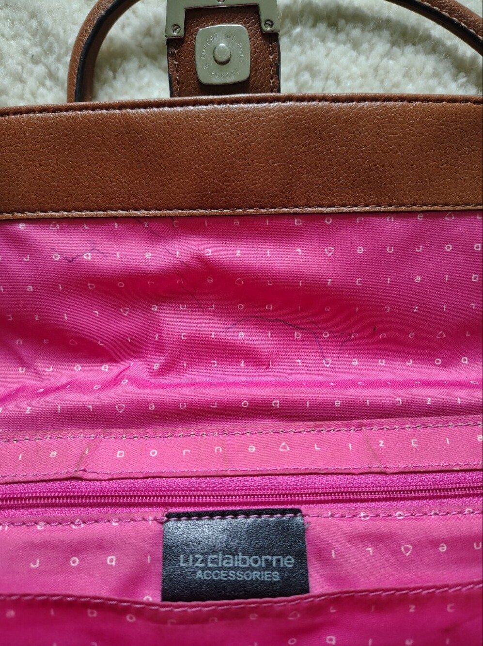 Liz Claiborne Brown Faux Leather Shoulder Bag - Picture 9 of 16